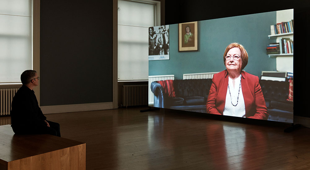 Mairead Corrigan Maguire Potrait. Installation view KEEPER exhibition at Dublin City Gallery, The Hugh Lane, 2018.